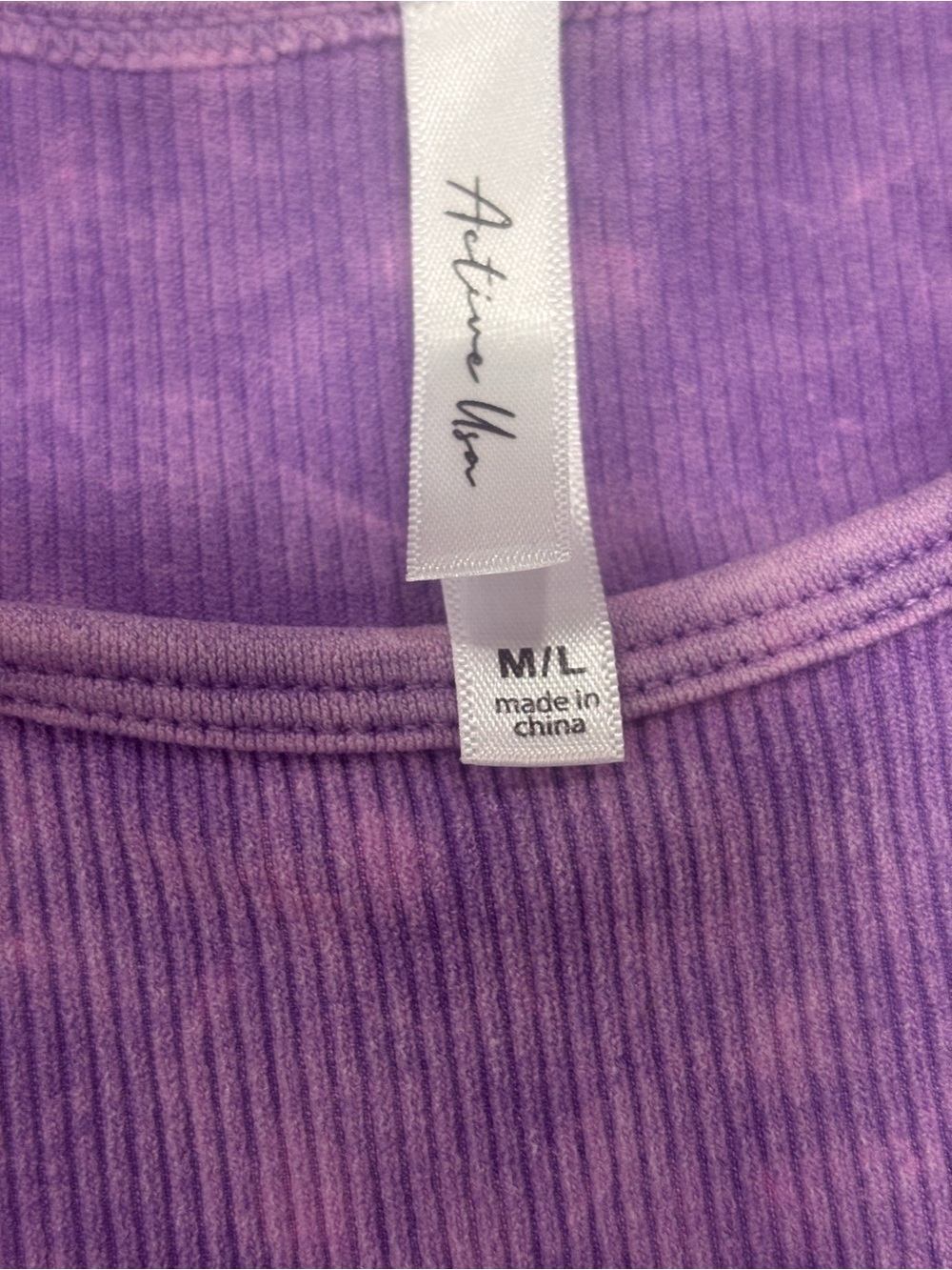 Active USA Purple Acid Wash Crop Tank & Biker Short Set NWOT Size M/L - Picture 5 of 6